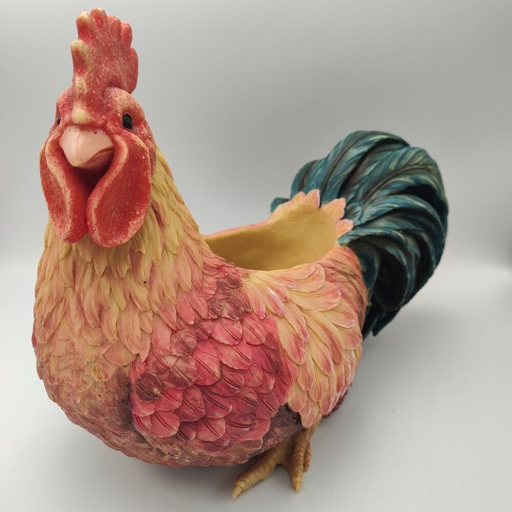Certified International Vtg Rooster Planter Bowl Resin